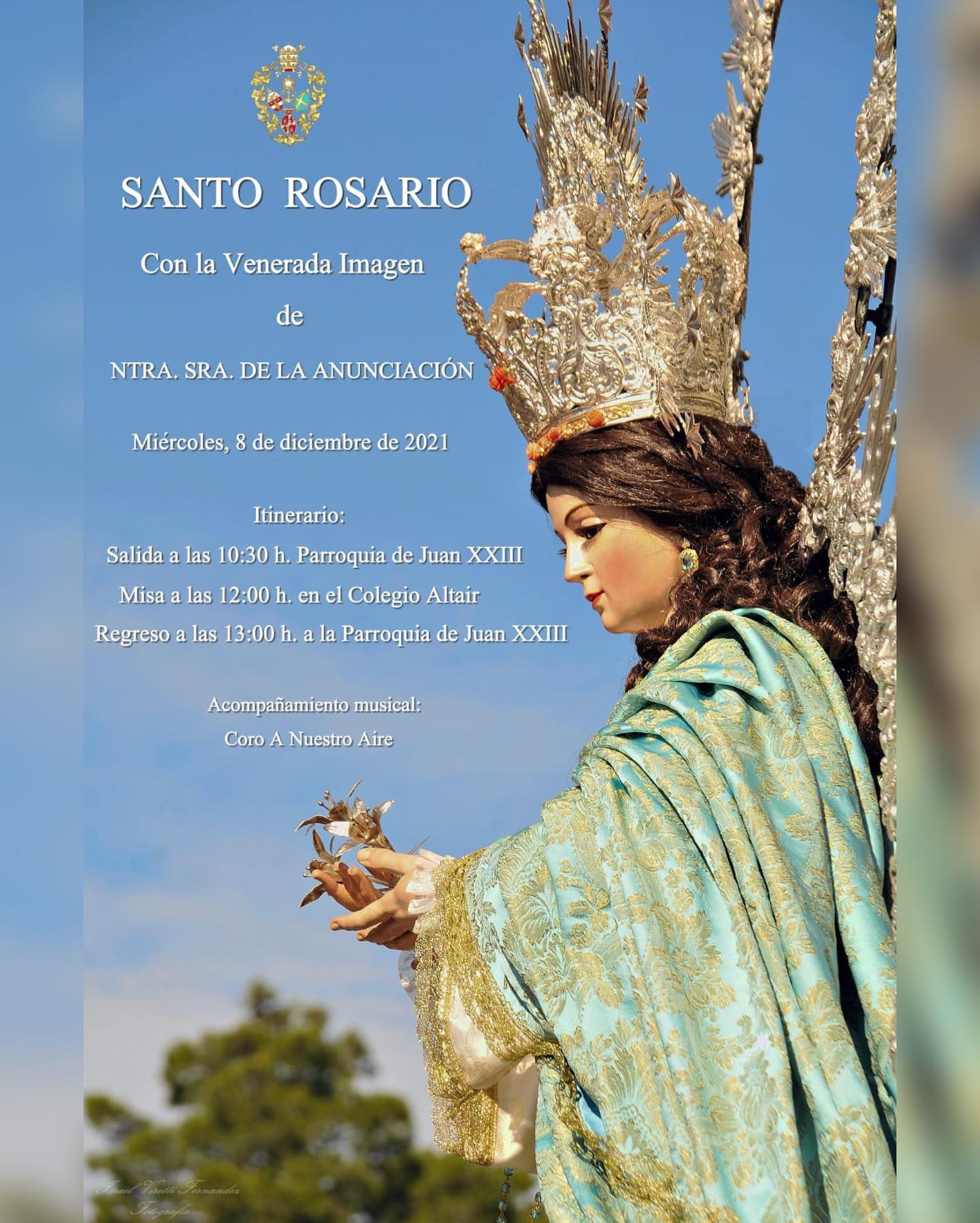 El 8 de diciembre, celebraremos el Santo Rosario por las calles de Juan XXIII.

#gloriasdesevilla #anunciacionjuanxxiii